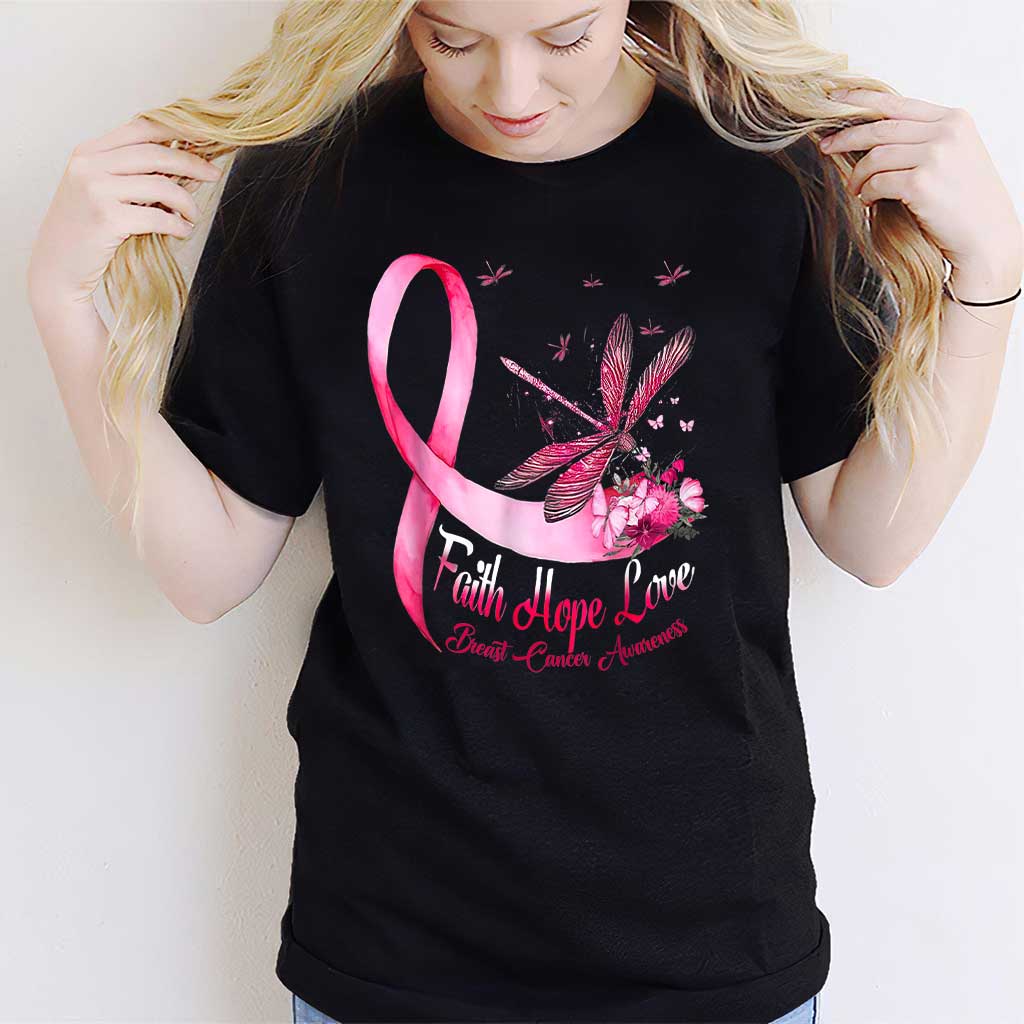 T-shirt et sweat à capuche Libellule Foi Espoir Amour - Sensibilisation au cancer du sein 0822