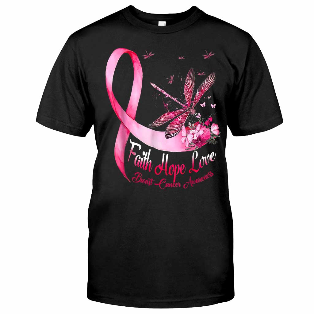 T-shirt et sweat à capuche Libellule Foi Espoir Amour - Sensibilisation au cancer du sein 0822