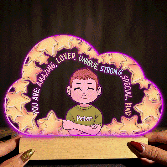 You Are Amazing - Personalized Family Shaped Plaque Light Base