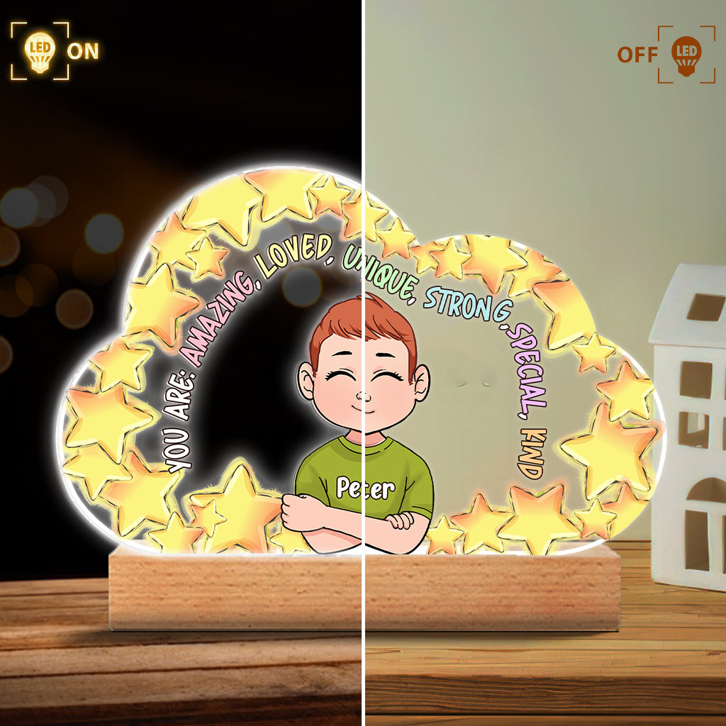 Tu es formidable - Socle lumineux personnalisé en forme de famille
