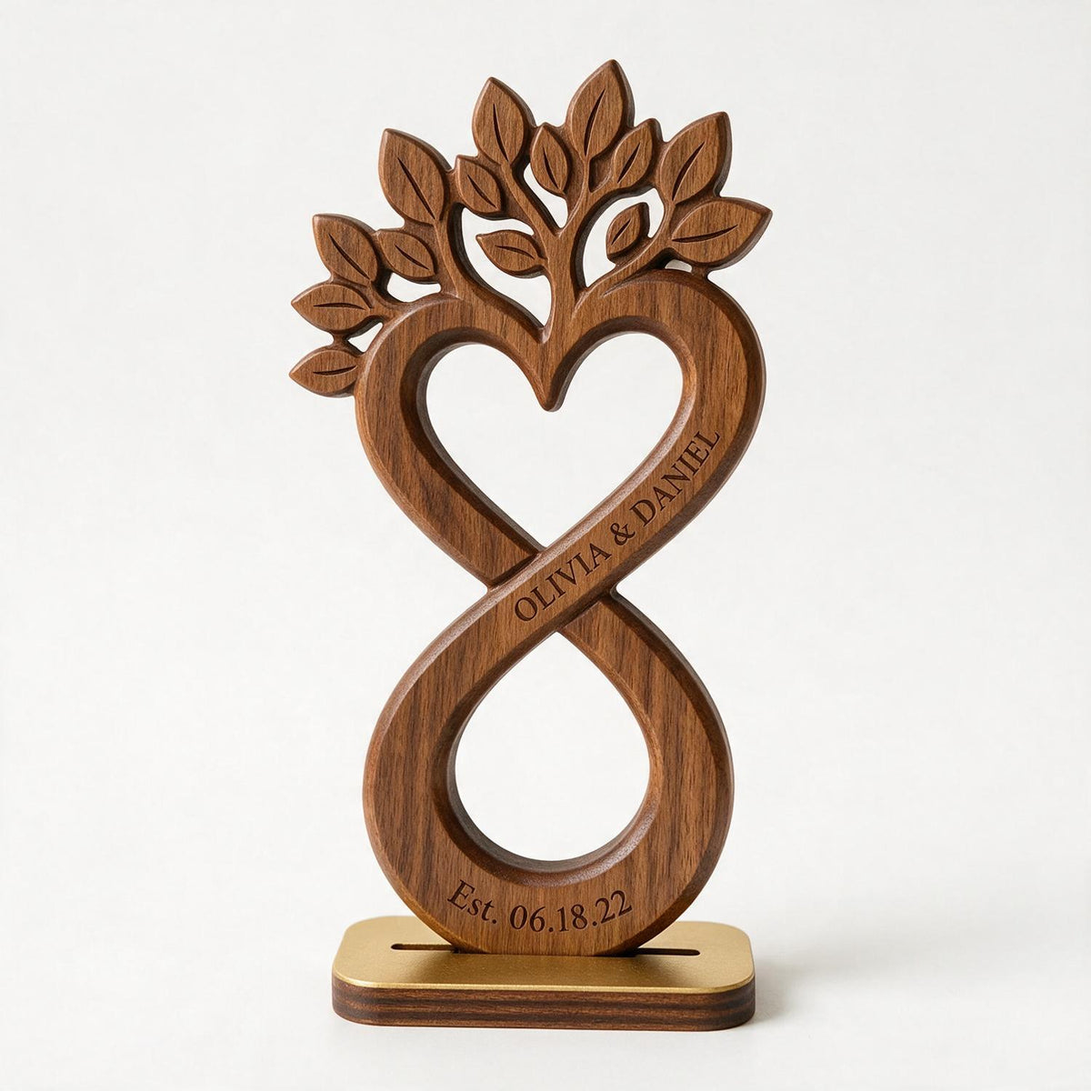 Personalized Infinity Heart Tree Couple Wooden Plaque - Anniversary Gift for Her & Him