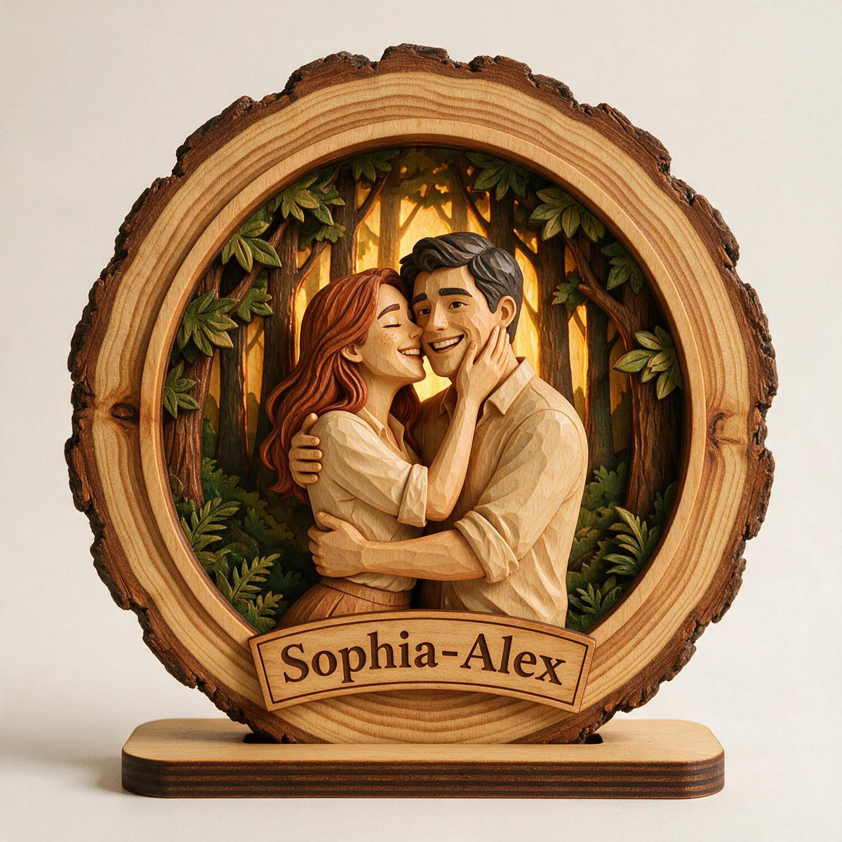 Custom Couple Photo Portrait - Personalized 2-Layered Wooden Plaque - Heartfelt Anniversary Gift for Her, for Him