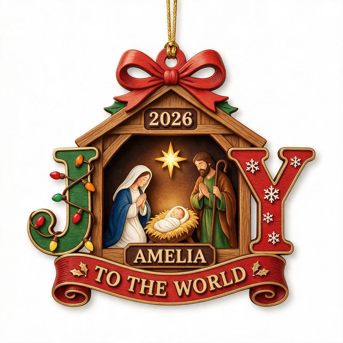 Personalized Christmas Baby First Christmas Nativity JOY Acrylic Ornament Keepsake Gift