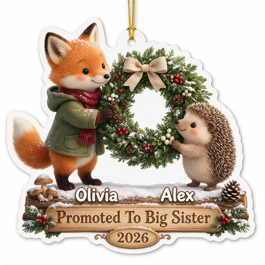 Ornement en Acrylique Personnalisé Noël Promu au Statut de Grand Frère/Sœur, Cadeau de Famille pour Nouveau-né