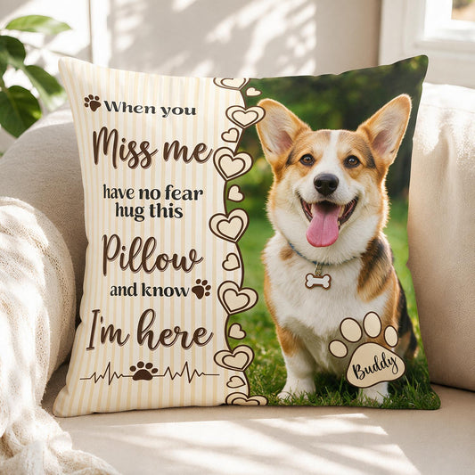 Personalized Memorial Smiling Tricolor Corgi Pillow - Pet Loss Hug Gift, Sympathy Keepsake