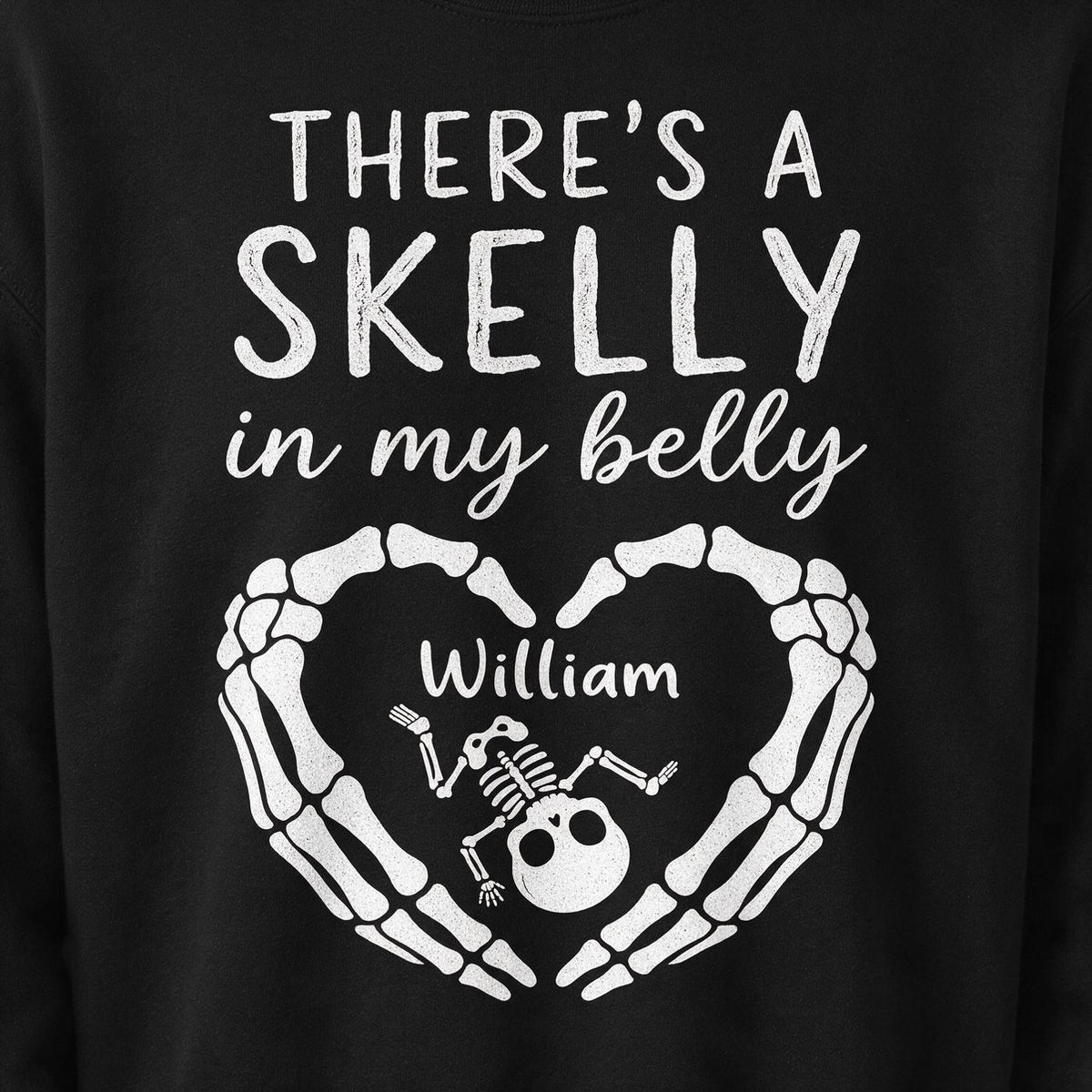 Personalized Halloween Skelly In My Belly Pregnancy Shirt, Spooky Expecting Mama Gift