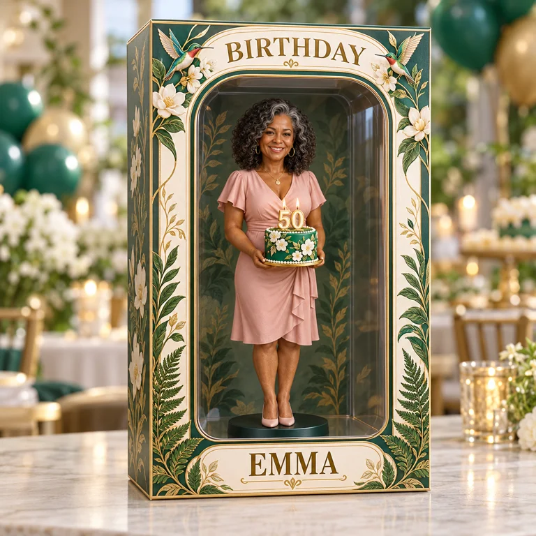 Personalized Custom Photo Hummingbird Figurine in Acrylic Display Box - 50th Birthday Gift for Women