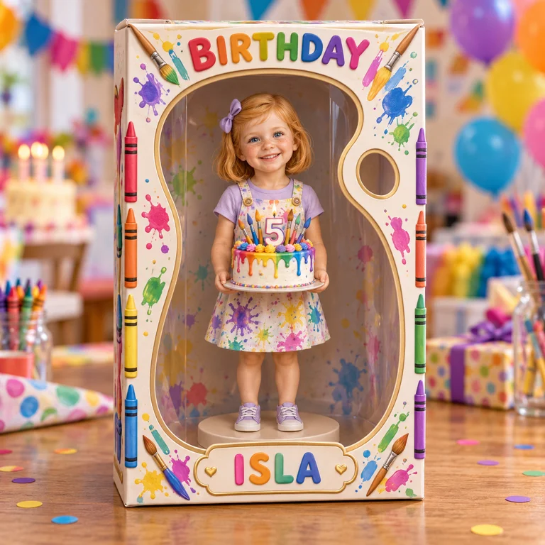 Personalized Custom Photo Art Acrylic Display Box - 5th Birthday Gift for Girls