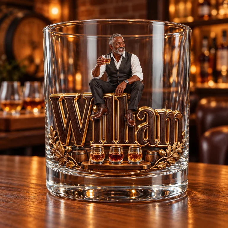 Personalized Custom Photo Whiskey Tasting Glass - Gift for Older Men