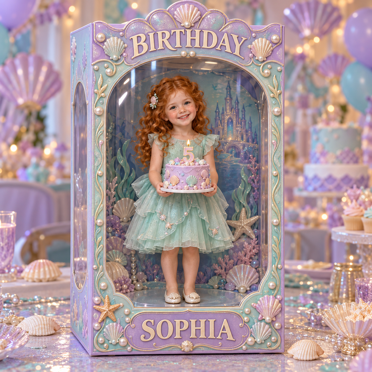 Boîte d'affichage acrylique personnalisée sous la mer - Cadeau d'anniversaire pour filles