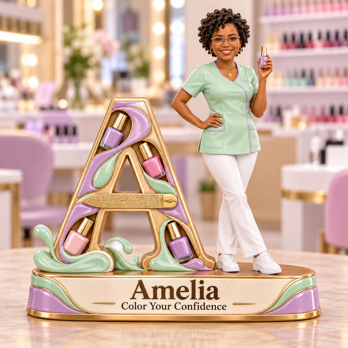 Personalized Custom Photo Nail Technician 3D Letter Plaque - Gift for Women