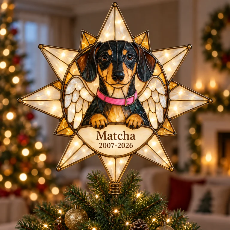 Personalized Dog Memorial Star Christmas Tree Topper