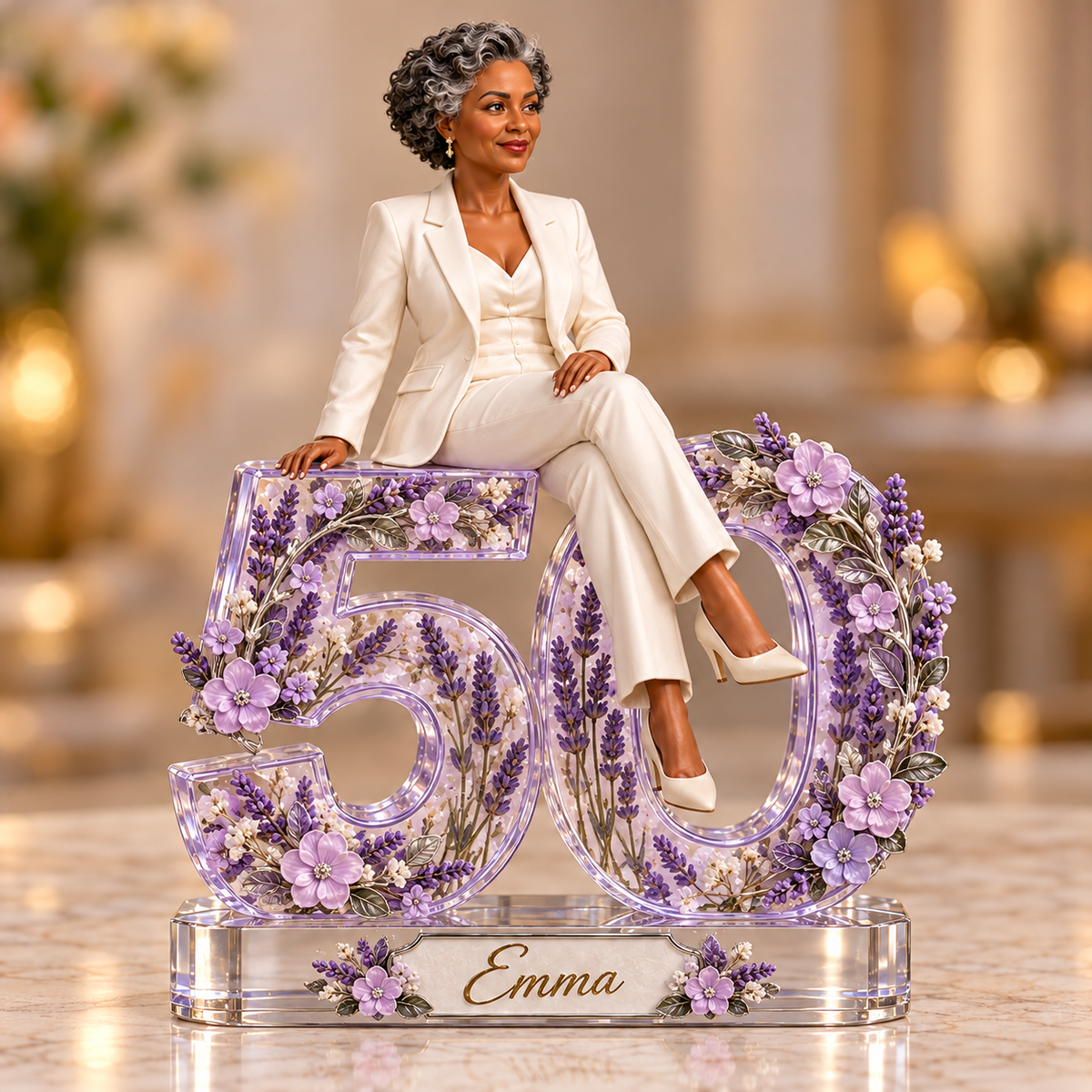 Personalized Custom Photo Lavender Custom Shaped Acrylic Plaque - 50th Birthday Gift for Women