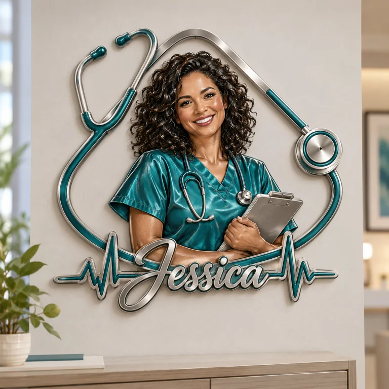 Personalized Custom Photo Nurse 3D Cut Metal Sign - Gift for Women