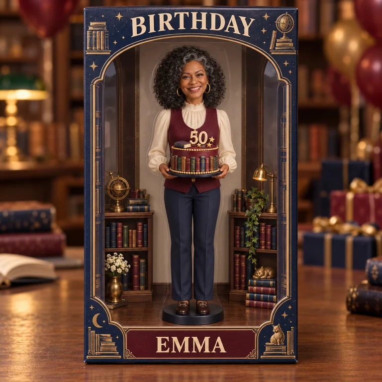Personalized Book Acrylic Display Box - Birthday Portrait Figurine Gift for Book Lovers