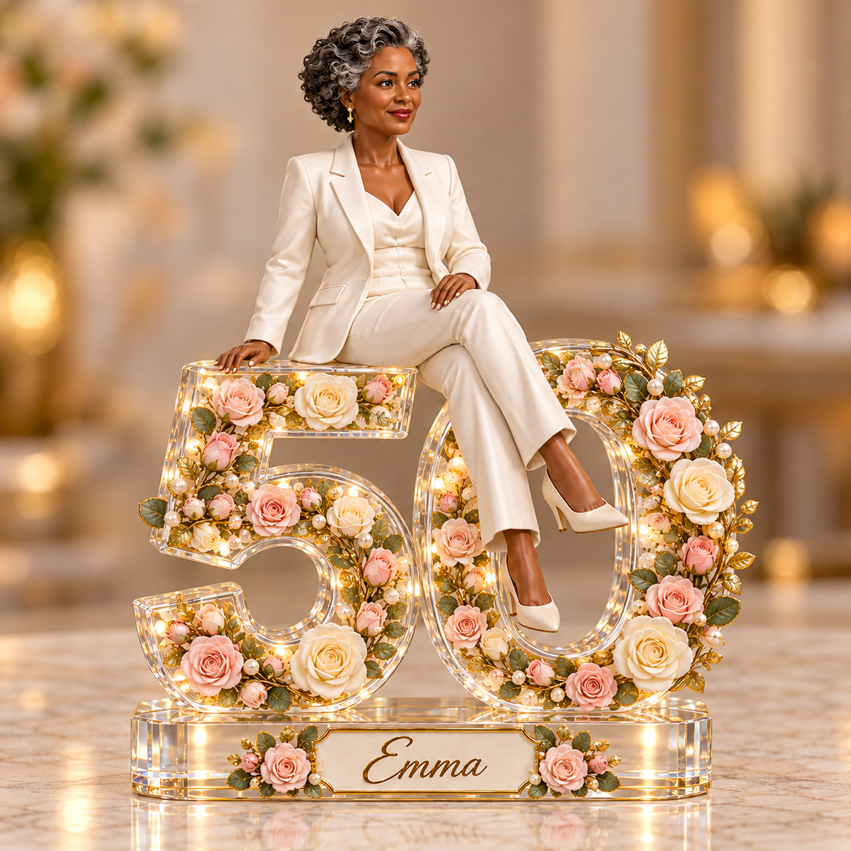 Personalized Custom Photo Rose Custom Shaped Acrylic Plaque - 50th Birthday Gift for Women