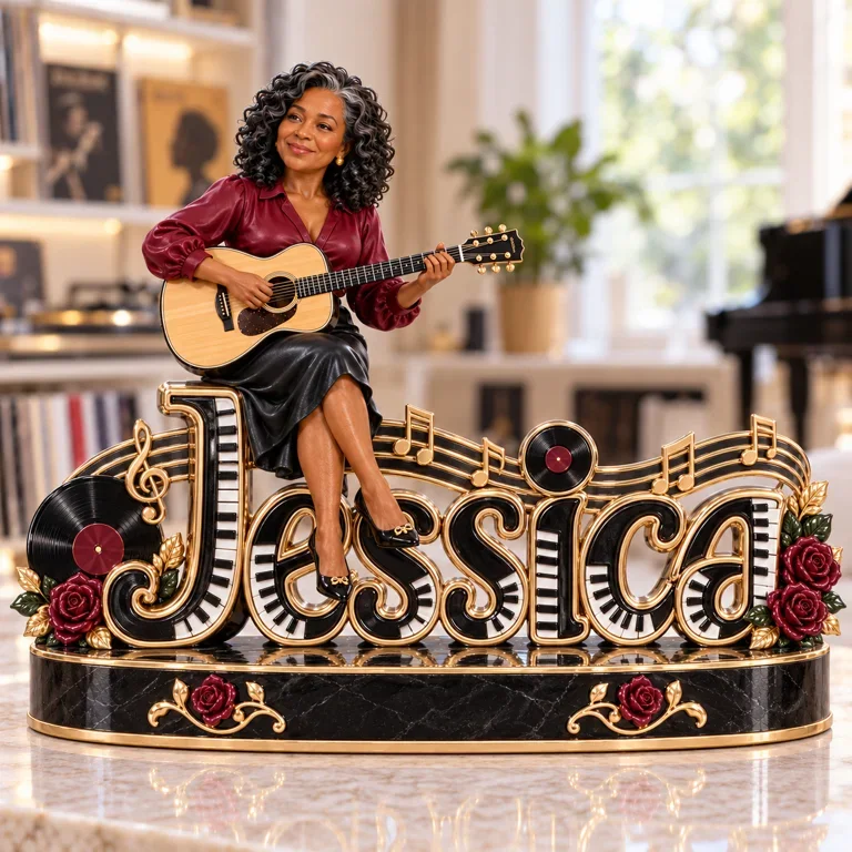 Personalized Custom Photo Guitar Lover 3D Name Figurine - Gift for Older Women