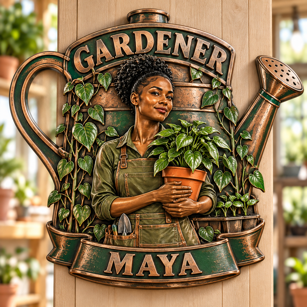 Personalized Custom Photo Gardener 3D Printed Cut Metal Sign - Gift for Young Women