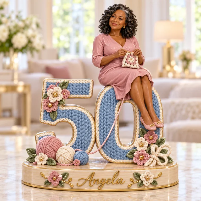 Personalized Custom Photo Crochet Custom Shaped Acrylic Plaque - 50th Birthday Gift for Women