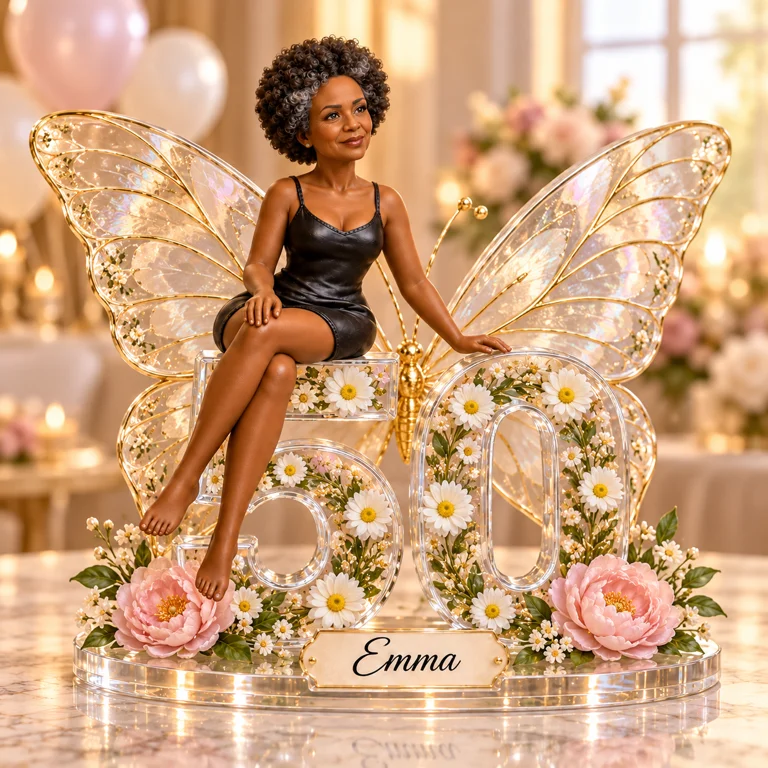 Personalized Custom Photo Butterfly Custom Shaped Acrylic Plaque - 50th Birthday Gift for Women