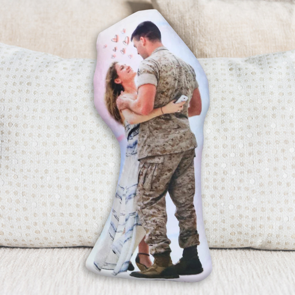 Coussin personnalisé en forme de couple avec photo intégrée