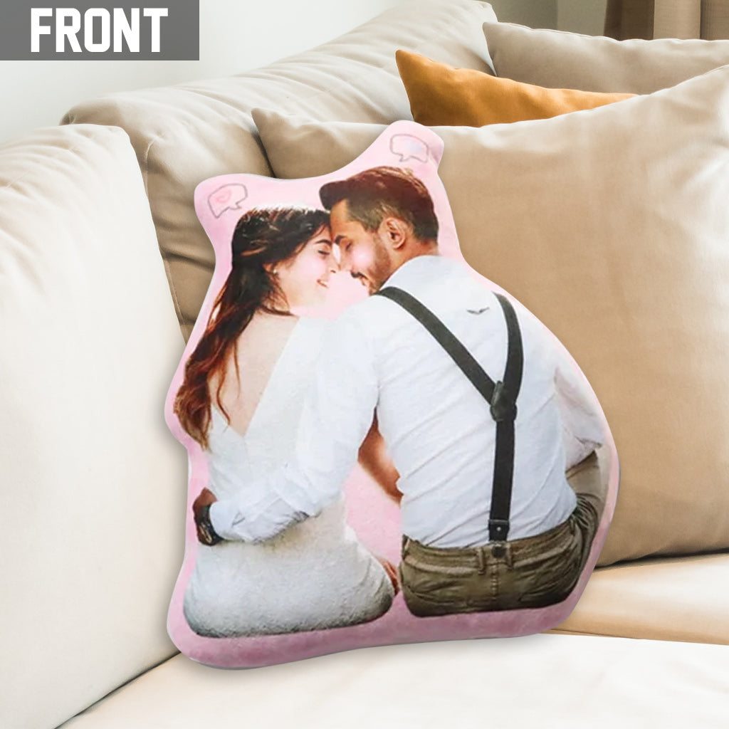Coussin personnalisé en forme de couple avec photo intégrée