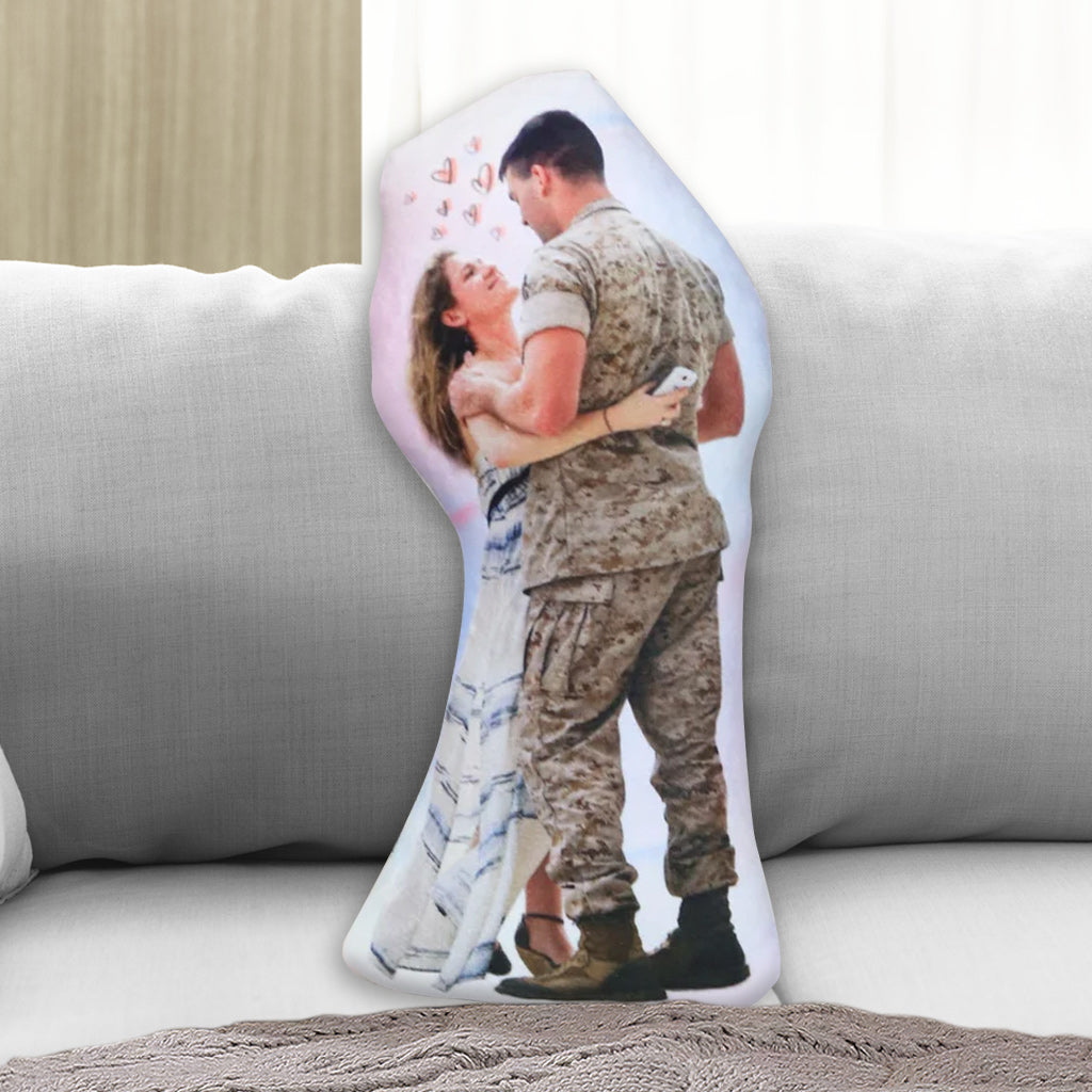Coussin personnalisé en forme de couple avec photo intégrée