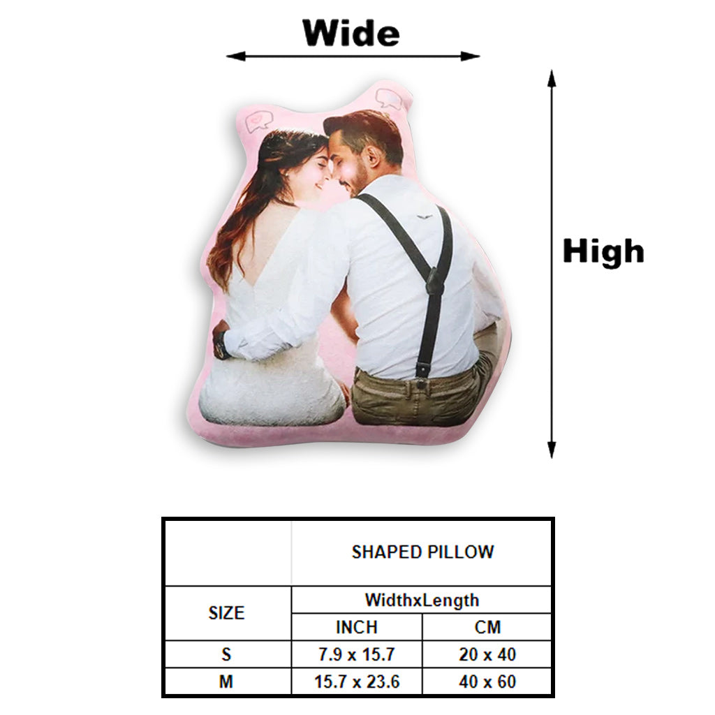 Coussin personnalisé en forme de couple avec photo intégrée