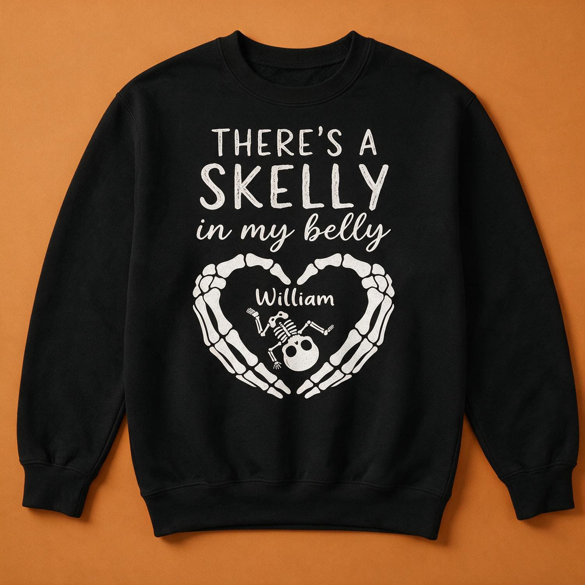 Personalized Halloween Skelly In My Belly Pregnancy Shirt, Spooky Expecting Mama Gift
