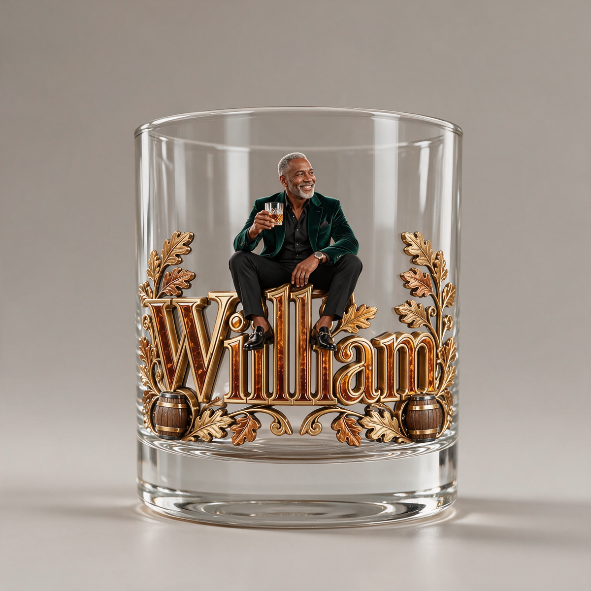Personalized Custom Photo Whiskey Glass - Whiskey Lover Gift for Older Men