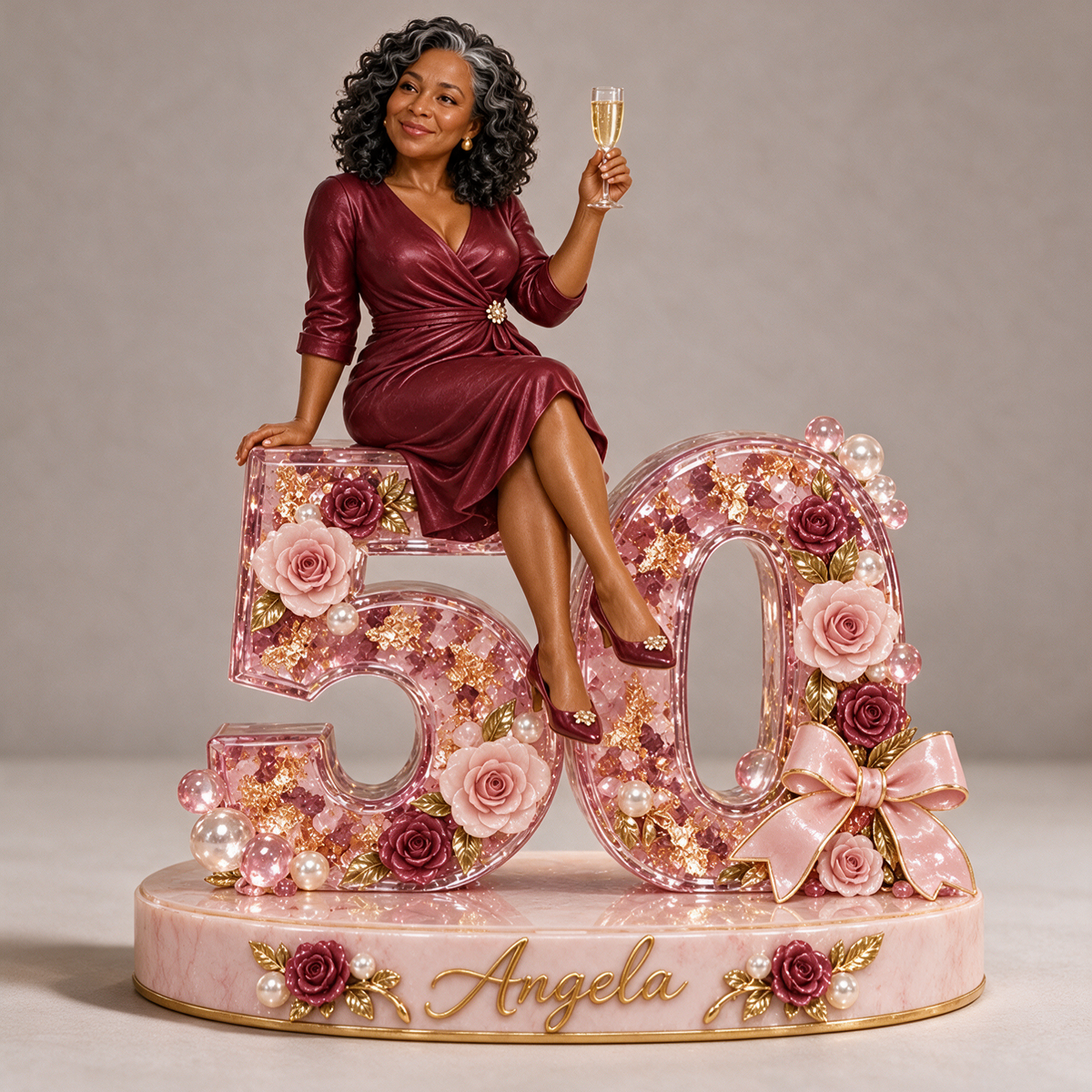 Personalized Rose Custom Shaped Acrylic Plaque, Custom Photo 21st 30th 40th 50th 60th Birthday Gift for Mom, Wife, Girlfriend, Grandma, Sister, Flower Lover