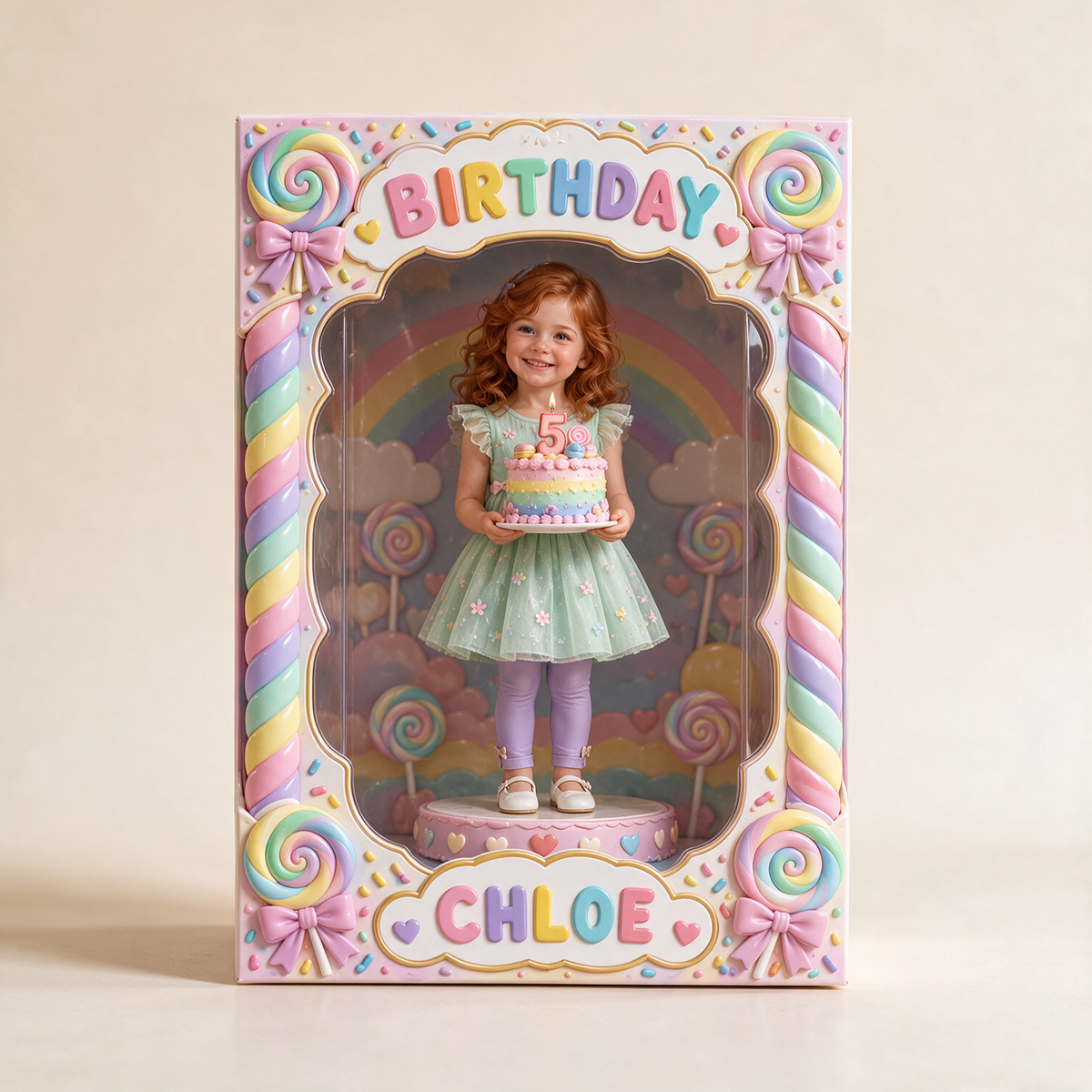 Boîte d'affichage en acrylique personnalisée avec photo - Cadeau d'anniversaire pour filles