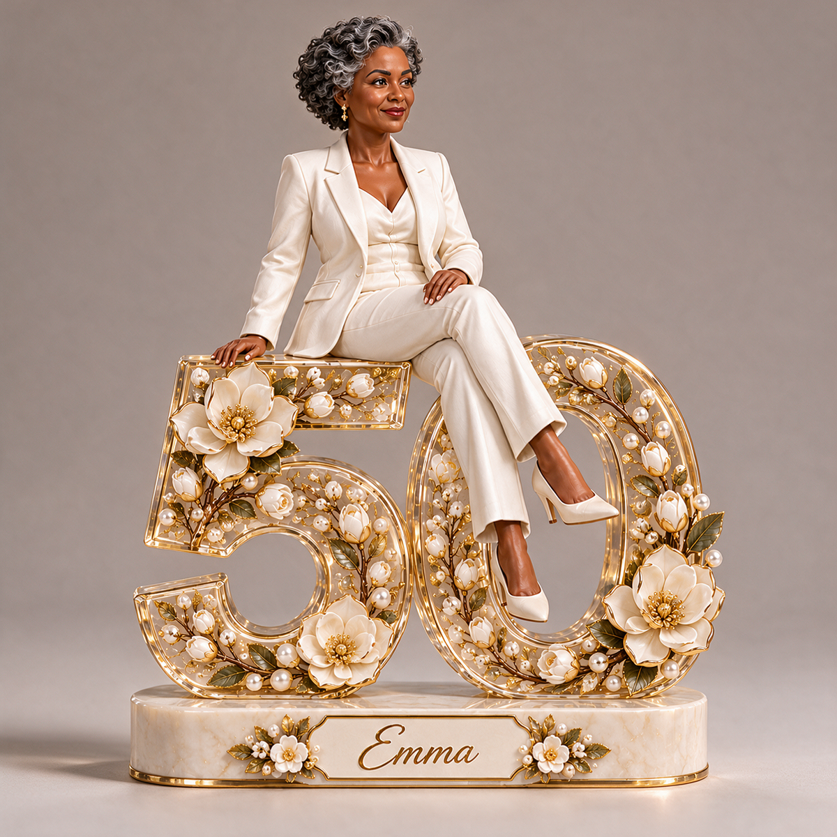 Personalized Custom Photo Magnolia Custom Shaped Acrylic Plaque - 50th Birthday Gift for Women