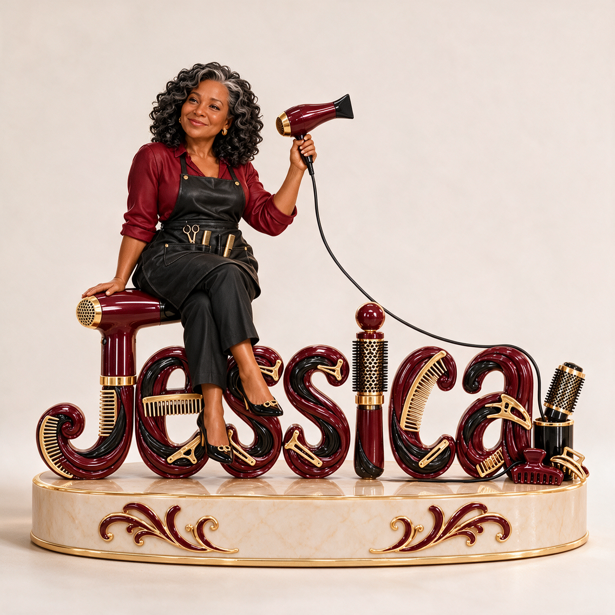 Personalized Custom Photo Hairdresser Custom Shaped Acrylic Plaque - Gift for Older Women