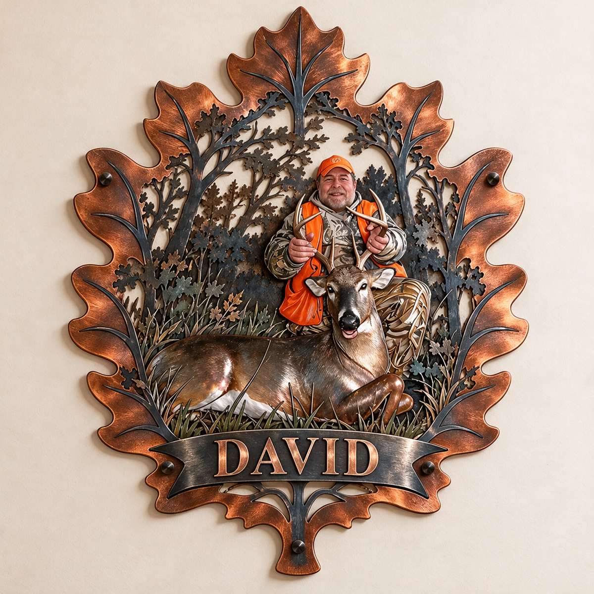 Personalized Custom Photo Deer Hunting 3D Cut Metal Sign - Gift for Older Men
