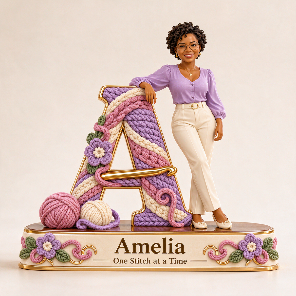 Personalized Custom Photo Crochet 3D Letter Plaque - Gift for Women