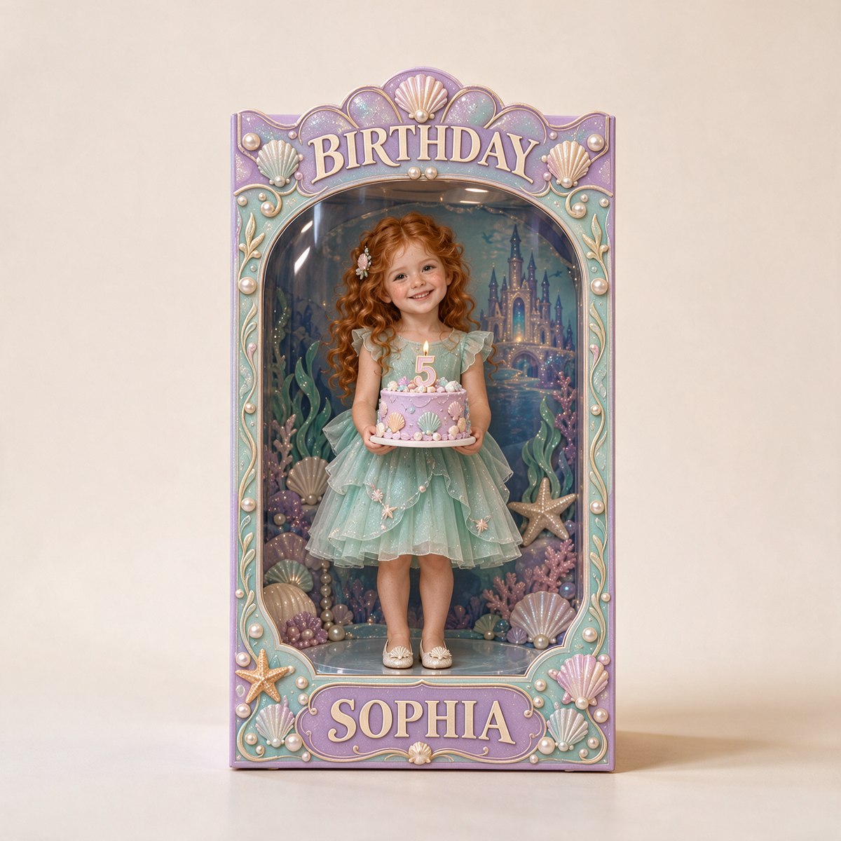 Boîte d'affichage acrylique personnalisée sous la mer - Cadeau d'anniversaire pour filles