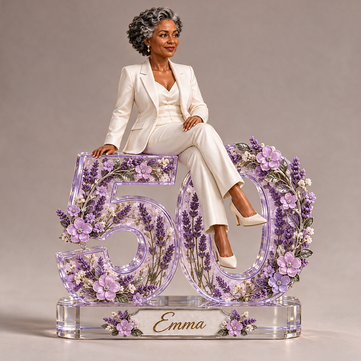 Personalized Custom Photo Lavender Custom Shaped Acrylic Plaque - 50th Birthday Gift for Women