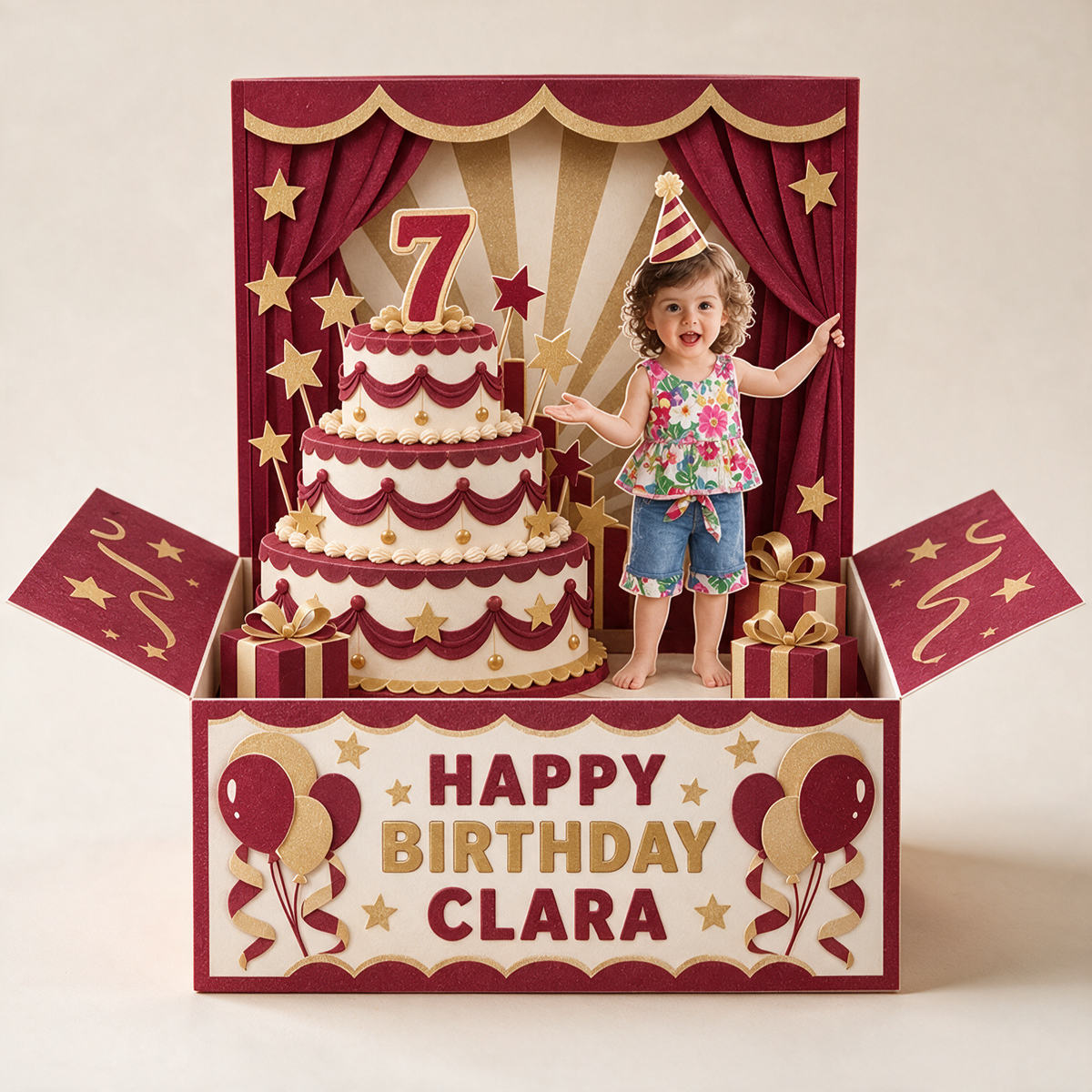 Personalized Birthday Cake Pop-Up Box Card