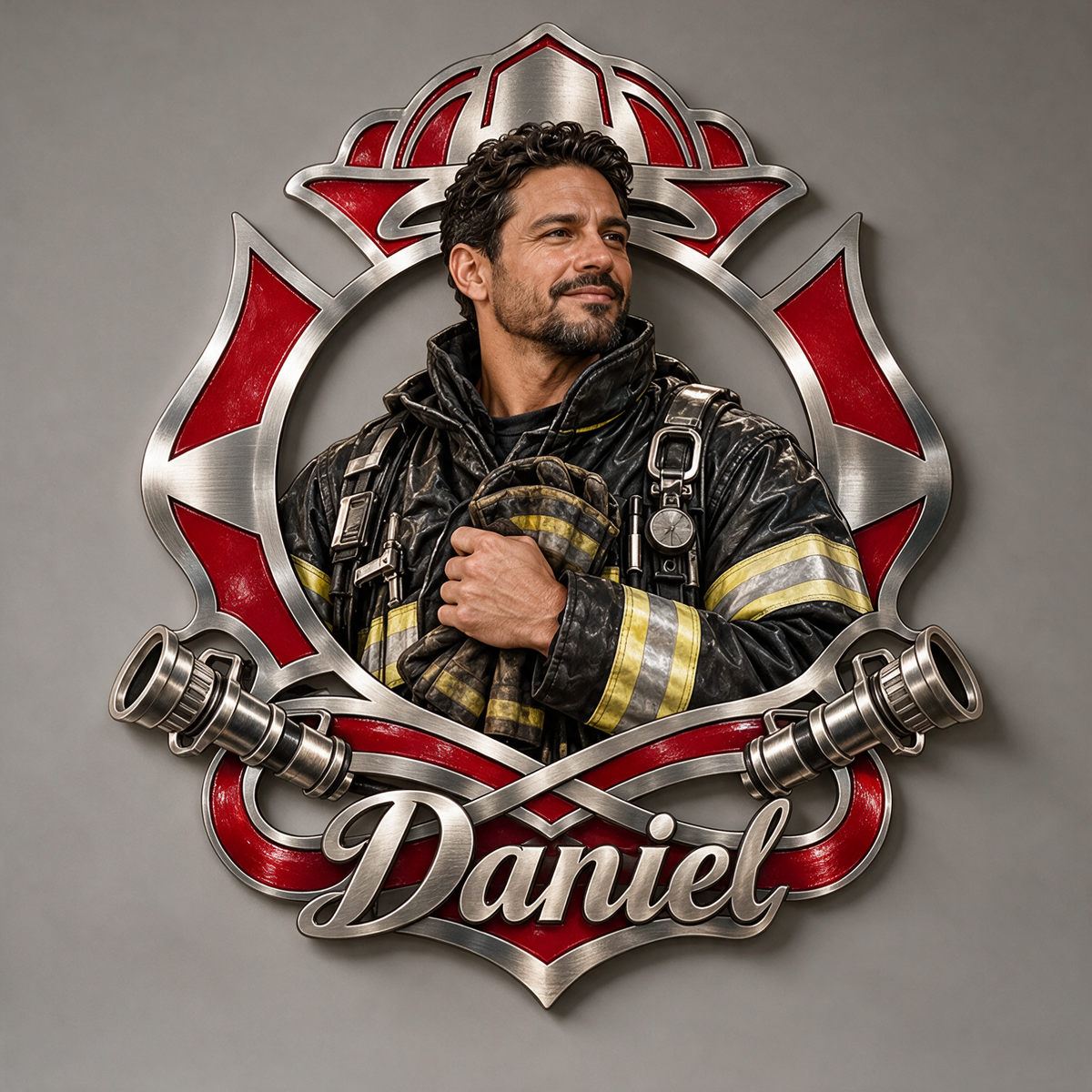 Personalized Custom Photo Firefighter 3D Cut Metal Sign - Gift for Men