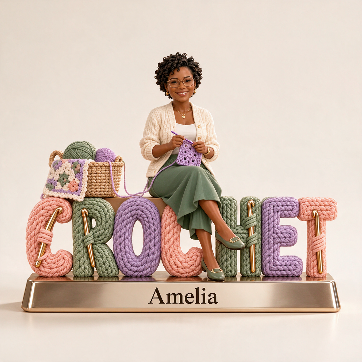 Personalized Custom Photo Crochet Custom Shaped Acrylic Plaque - Gift for Women