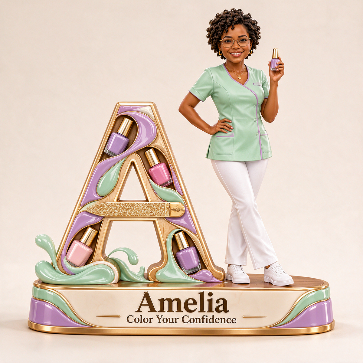 Personalized Custom Photo Nail Technician 3D Letter Plaque - Gift for Women