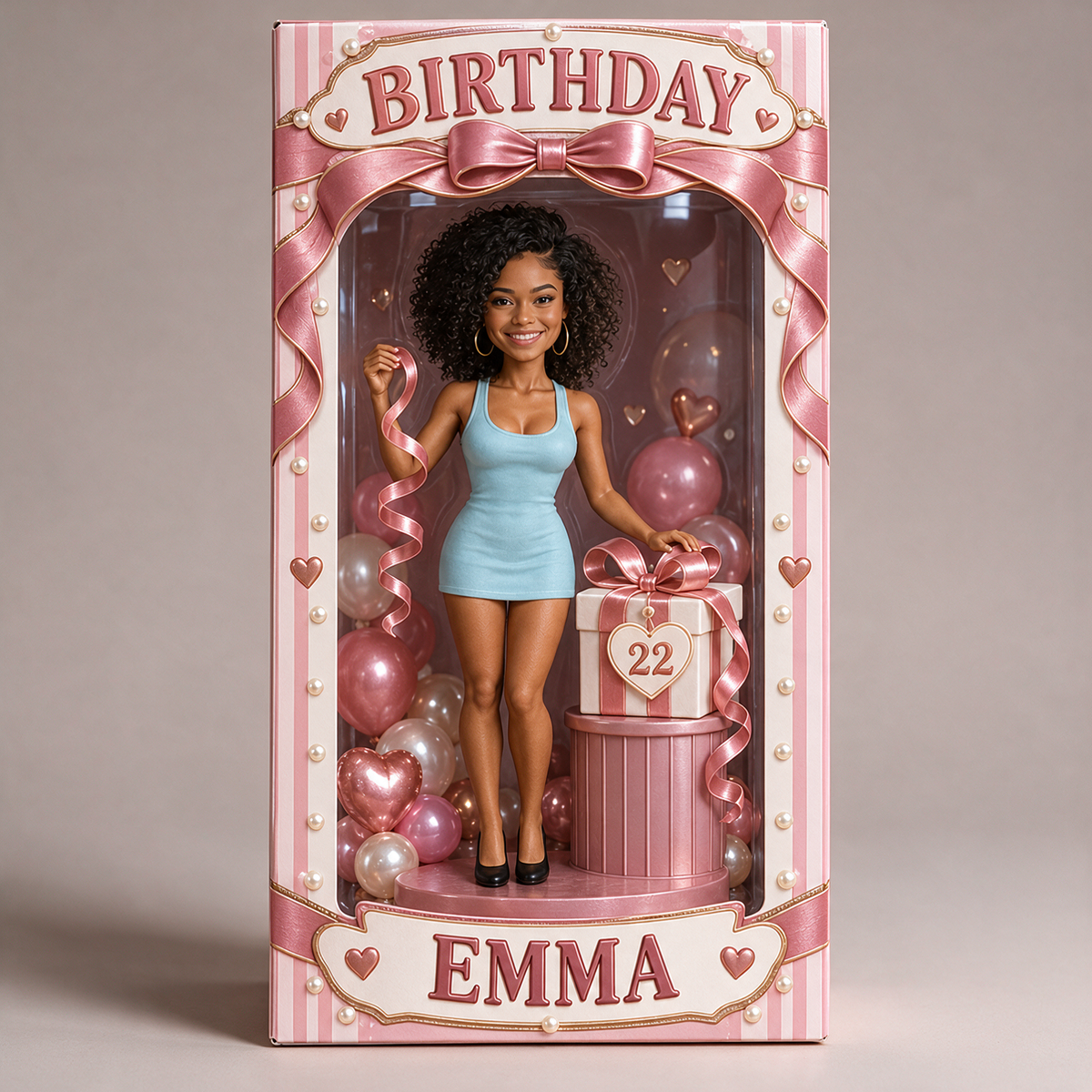 Personalized Birthday Portrait Display Box - Photo Figure with Name and Age