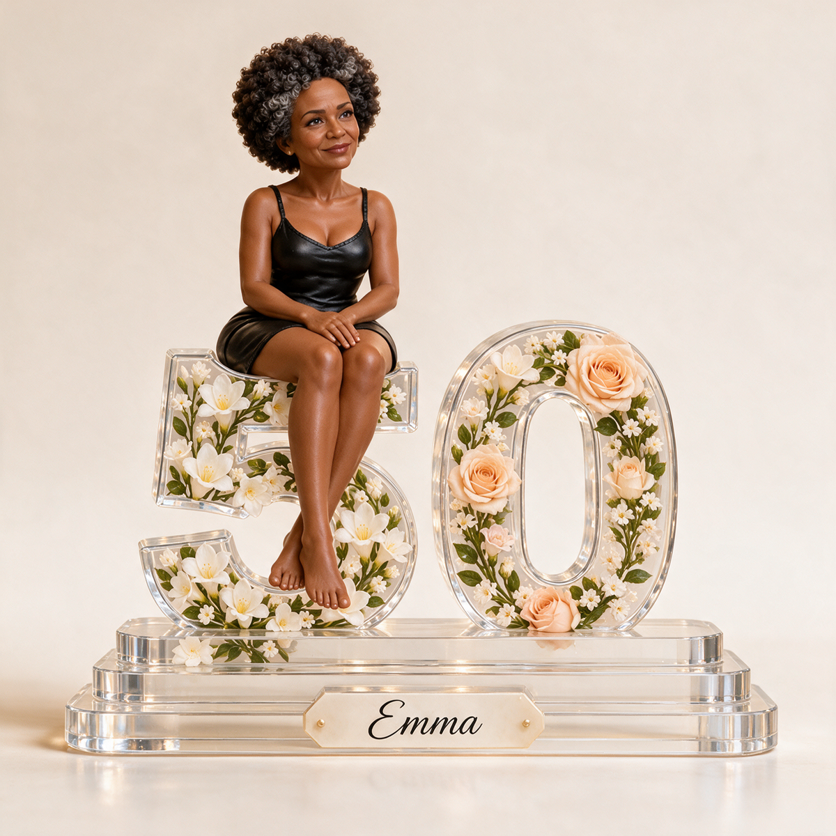 Plaque Acrylique Personnalisée en Forme de Pêche Rose - Cadeau d'Anniversaire pour Femme
