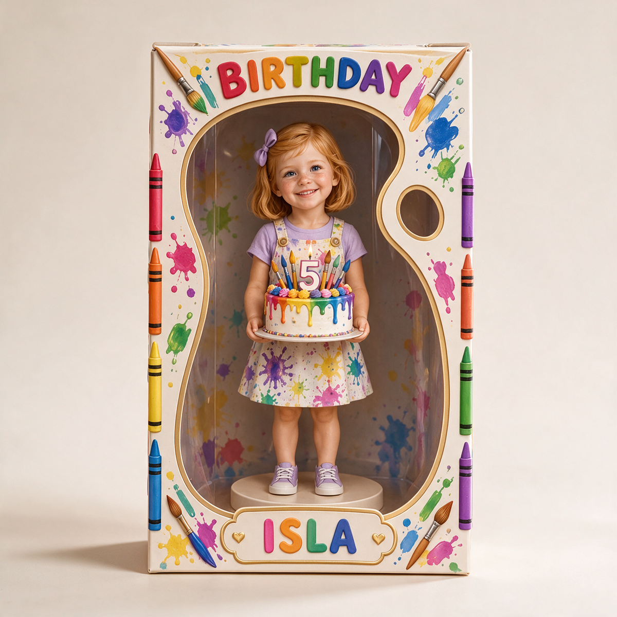 Personalized Custom Photo Art Acrylic Display Box - 5th Birthday Gift for Girls