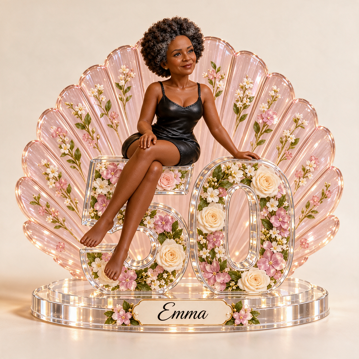 Plaque Acrylique Personnalisée en Forme de Coquillage - Cadeau d'Anniversaire pour Femme