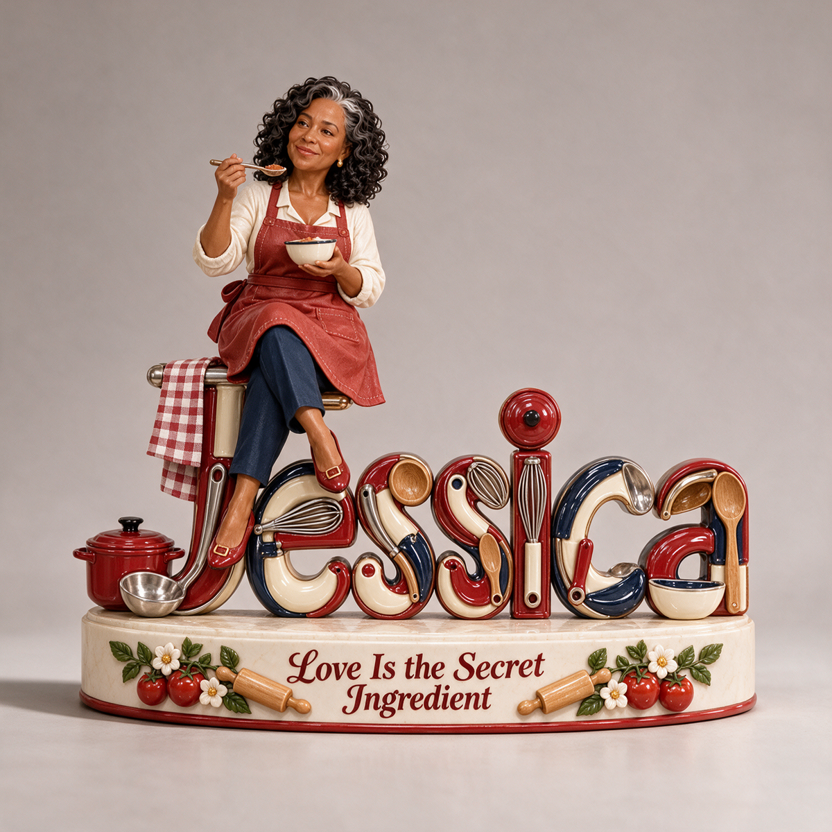 Personalized Custom Photo Cooking 3D Name Figurine - Gift for Older Women