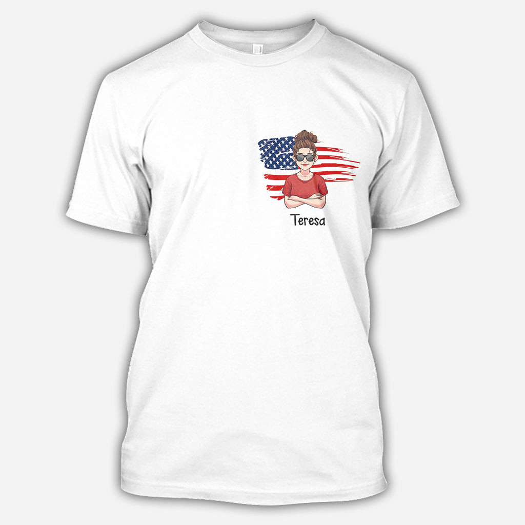 T-shirt personnalisé « All American Mama » - Cadeau pour maman, tante, grand-mère