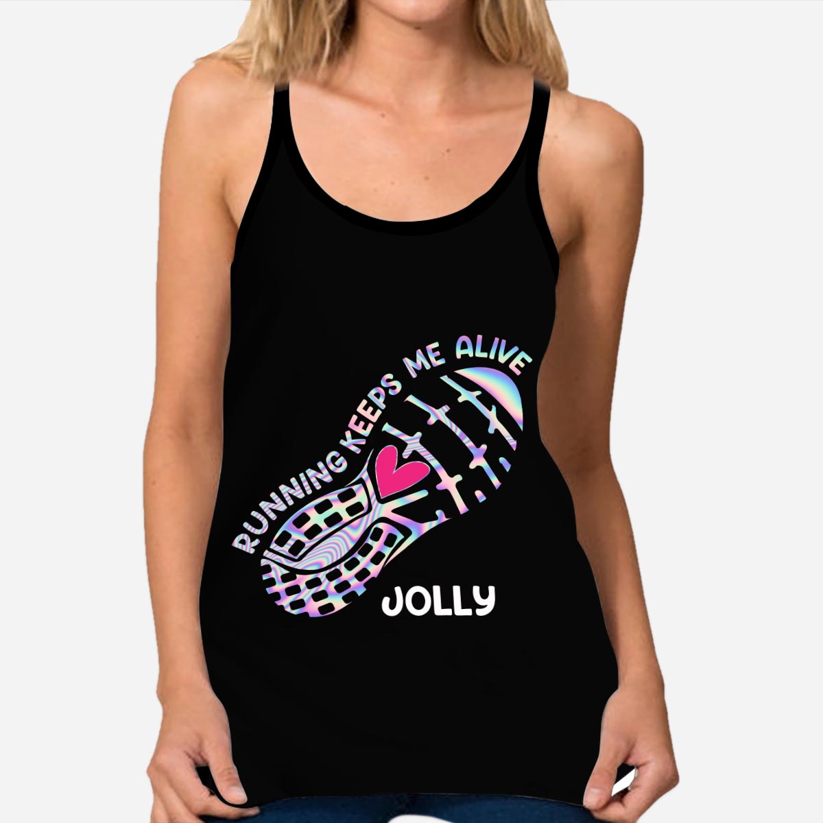 Courir me maintient en vie - Débardeur et legging de course personnalisés