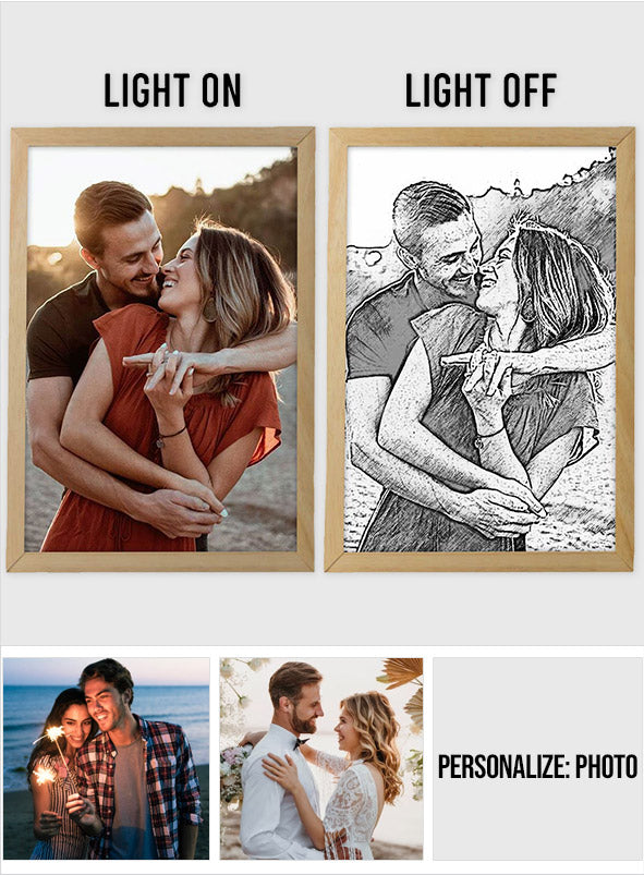 Cadre photo lumineux personnalisé - Cadre photo lumineux personnalisé pour couple